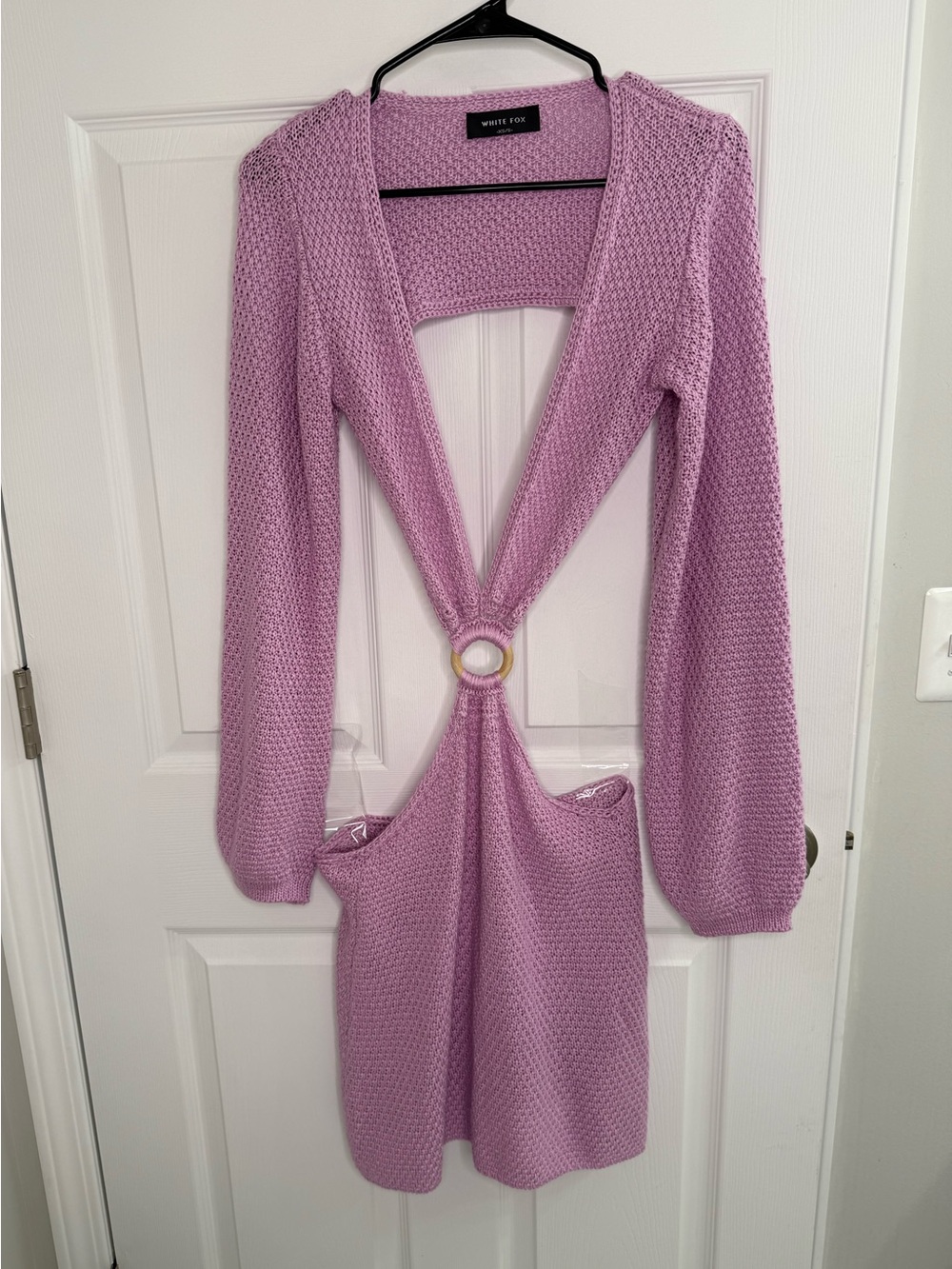 White Fox Lavender Crotchet Mini Dress Size XS/Small Beach Cover Up Vacation
